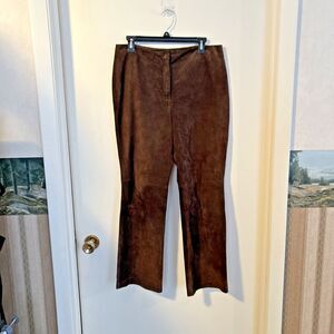 Apostrophe Leather Pants Womens 12 petite Brown Suede Lined boot cottagecore